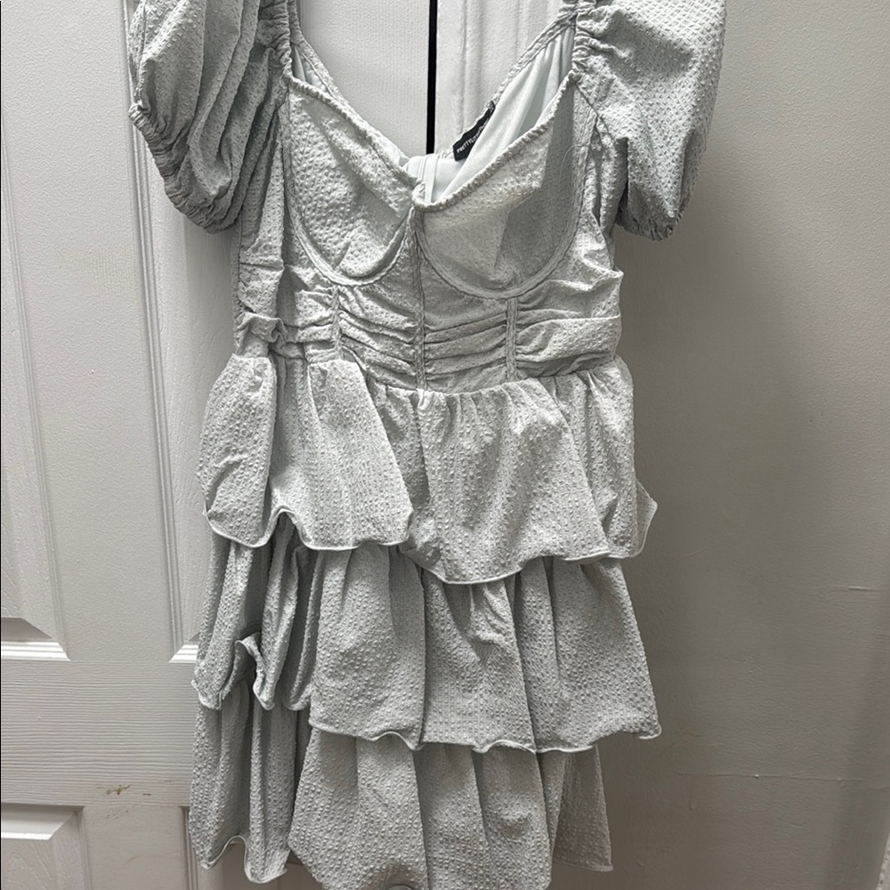 Elegant Gray Ruffled Dress